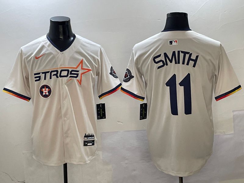 Men Houston Astros #11 Smith Cream three generations Joint Name Nike 2025 MLB Jersey style 7